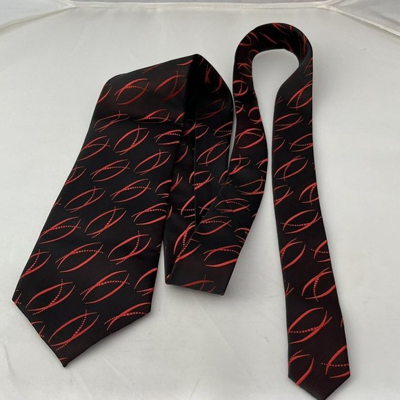 Ferrecci Red Black Abstract Shiny Sci-Fi Style Microfiber Tie - Picture 4 of 8